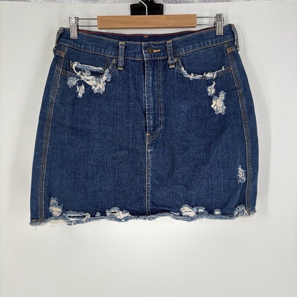 Vintage Levis‎ Womens Selvedge Denim Distressed Mini Skirt Size 10 Western Rodeo